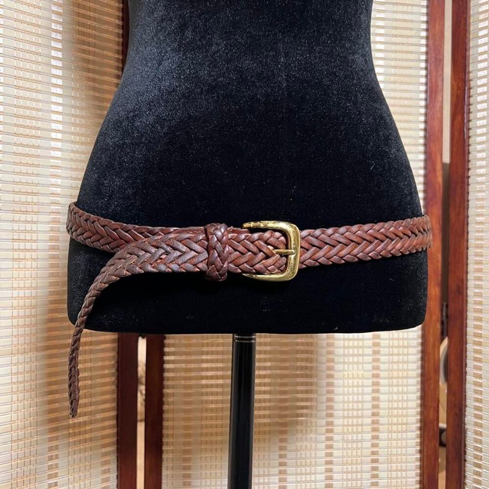 Vintage Nordstrom Brown Braided Leather Belt Size 34
